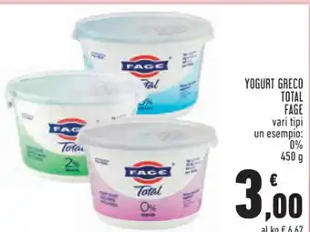 Conad Superstore YOGURT GRECO TOTAL FAGE vari tipi 450 g offerta