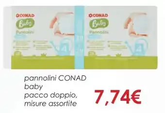 Conad pannolini CONAD baby pacco doppio, misure assortite offerta