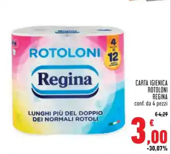Conad Superstore CARTA IGIENICA ROTOLONI REGINA conf. da 4 pezzi offerta