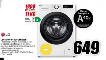 MediaWorld LG Lavatrice F4R3011NSWB offerta