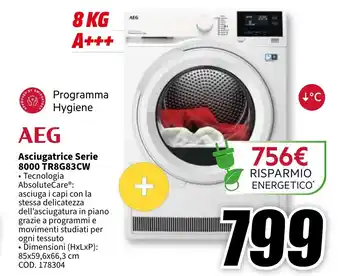 MediaWorld AEG Asciugatrice Serie 8000 TR8G83CW offerta