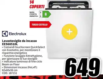 MediaWorld Electrolux Lavastoviglie da incasso EES68510L offerta