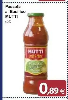 Docks Cash&Carry Mutti La Rossa Passata Di Pomodoro Al Basilico 700 G(ml) offerta