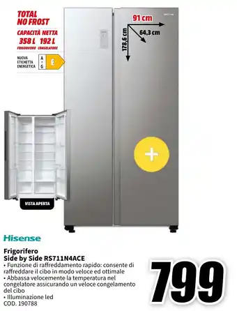 MediaWorld Hisense Frigorifero Side by Side RS711N4ACE offerta