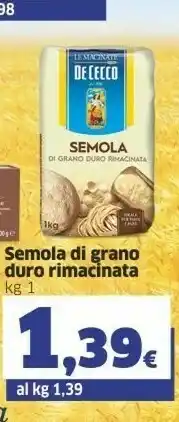 Sigma De Cecco Semola Di Grano Duro Rimacinata 1000 G(ml) offerta