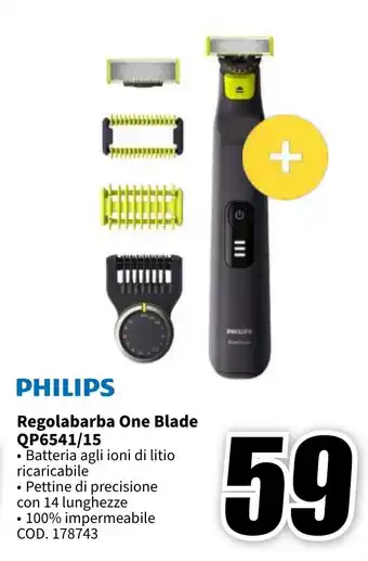 MediaWorld PHILIPS Regolabarba One Blade QP6541/15 offerta