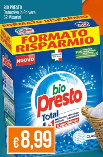 Ipercoop BIO PRESTO Detersivo in Polvere 62 Misurini offerta