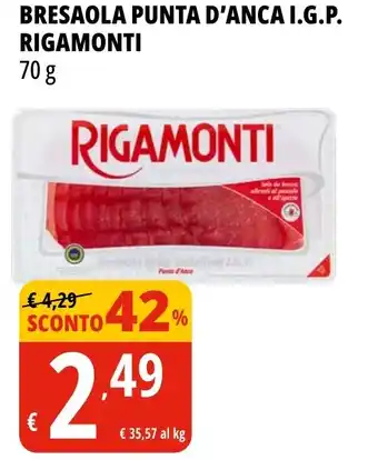 Tigros BRESAOLA PUNTA D'ANCA I.G.P. RIGAMONTI 70 g offerta