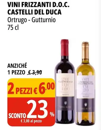 Tigros VINI FRIZZANTI D.O.C. CASTELLI DEL DUCA Ortrugo- Gutturnio 75 cl offerta