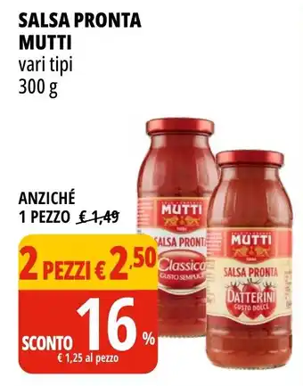 Tigros SALSA PRONTA MUTTI vari tipi 300 g offerta