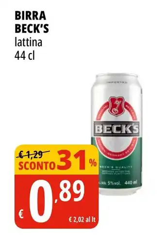 Tigros BIRRA BECK'S lattina 44 cl offerta