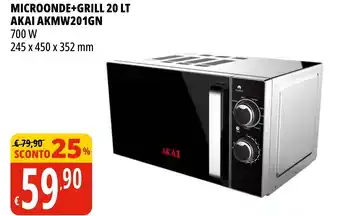 Tigros MICROONDE+GRILL 20 LT AKAI AKMW201GN offerta