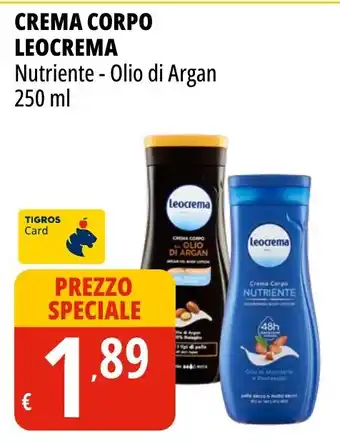 Tigros CREMA CORPO LEOCREMA Nutriente - Olio di Argan 250 ml offerta