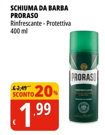 Tigros SCHIUMA DA BARBA PRORASO Rinfrescante - Protettiva 400 ml offerta