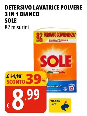 Tigros DETERSIVO LAVATRICE POLVERE 3 IN 1 BIANCO SOLE offerta