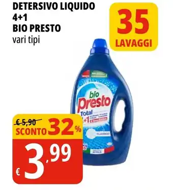 Tigros DETERSIVO LIQUIDO 4+1 BIO PRESTO vari tipi offerta