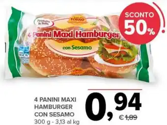 Todis 4 PANINI MAXI HAMBURGER CON SESAMO 300 g offerta