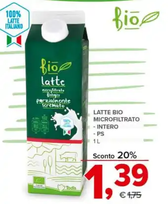 Todis LATTE BIO MICROFILTRATO - INTERO - PS 1 l offerta