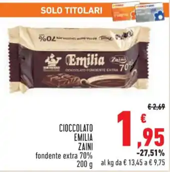 Conad Superstore CIOCCOLATO EMILIA ZAINI fondente extra 70% 200g offerta