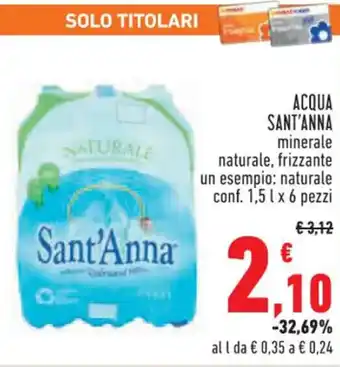 Conad Superstore ACQUA SANT'ANNA minerale naturale, frizzante un esempio: naturale conf. 1,5 l x 6 pezzi offerta