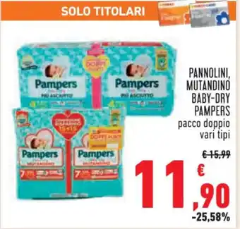 Conad Superstore PANNOLINI, MUTANDINO BABY-DRY PAMPERS pacco doppio vari tipi offerta