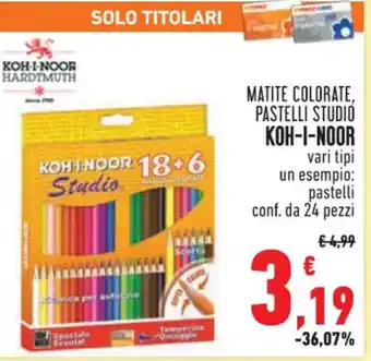Conad Superstore MATITE COLORATE, PASTELLI STUDIO KOH-I-NOOR vari tipi un esempio: pastelli conf. da 24 pezzi offerta
