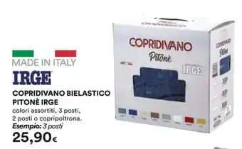 COPRIDIVANO BIELASTICO PITONÈ IRGE colori assortiti, 3 posti, 2 posti o copripoltrona. Esempio: 3 posti