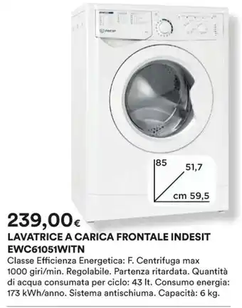 Ipercoop LAVATRICE A CARICA FRONTALE INDESIT EWC61051WITN offerta