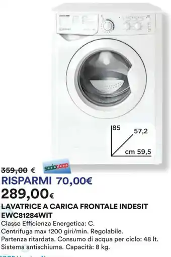 Ipercoop LAVATRICE A CARICA FRONTALE INDESIT EWC81284WIT offerta