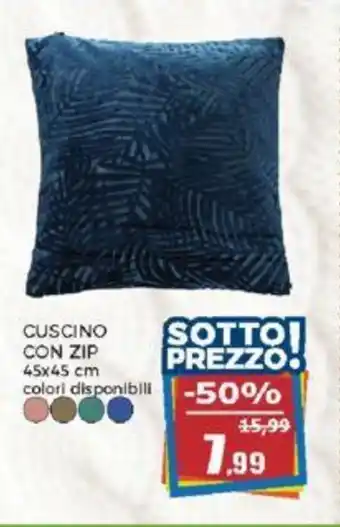 Happy Casa CUSCINO CON ZIP 45x45 cm colori disponibili offerta