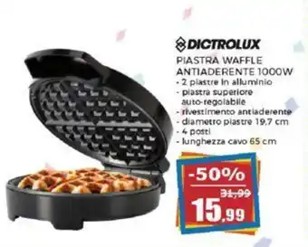 Happy Casa DICTROLUX PIASTRA WAFFLE ANTIADERENTE 1000W offerta