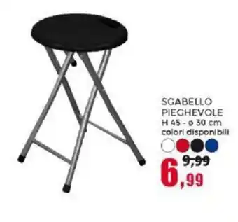 Happy Casa SGABELLO PIEGHEVOLE H 45 - Ø 30 cm colori disponibili offerta