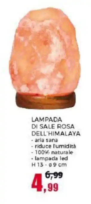 Happy Casa LAMPADA DI SALE ROSA DELL'HIMALAYA - aria sana - riduce l'umidità - 100% naturale - lampada led H 13 - Ø 9cm offerta