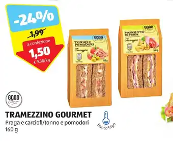 ALDI GOOD Choice TRAMEZZINO GOURMET Praga e carciofi/tonno e pomodori 160 g offerta