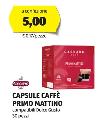 ALDI Carraro CAPSULE CAFFÈ PRIMO MATTINO compatibili Dolce Gusto 30 pezzi offerta