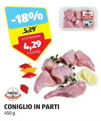 ALDI IL PODERE CONIGLIO IN PARTI 450 g offerta
