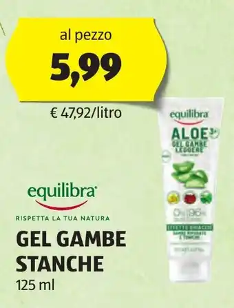 ALDI equilibra GEL GAMBE STANCHE 125 ml offerta