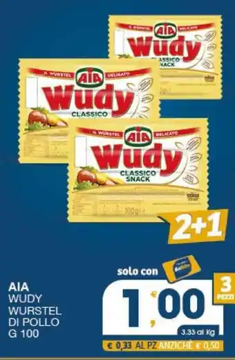 SeBón Supermercati AIA WUDY WURSTEL DI POLLO G 100 offerta