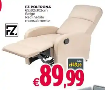 Franzy's FZ POLTRONA 65x92x102cm Beige Reclinabile manualmente offerta