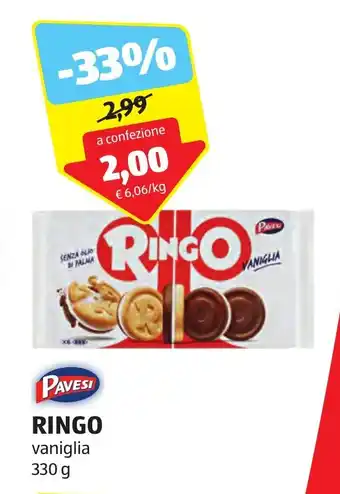 ALDI PAVESI RINGO vaniglia 330 g offerta