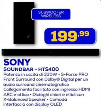 Euronics SONY SOUNDBAR - HTS400 offerta