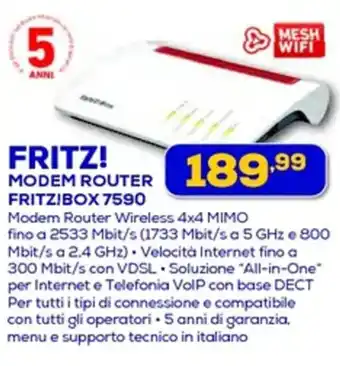 Euronics FRITZ! MODEM ROUTER FRITZ!BOX 7590 offerta