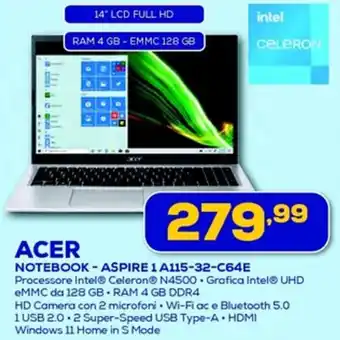 Euronics ACER NOTEBOOK-ASPIRE 1 A115-32-C64E offerta