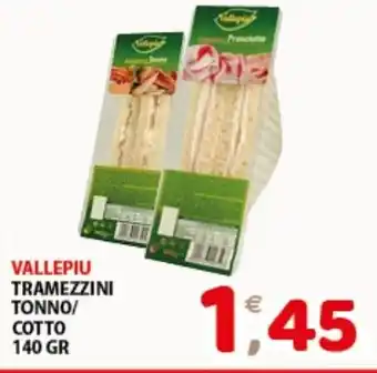Mio Market VALLEPIU TRAMEZZINI TONNO/ COTTO 140 gr offerta
