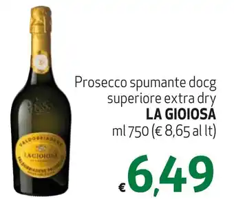 Maxi Supermercati Prosecco spumante docg superiore extra dry LA GIOIOSA ml 750 offerta