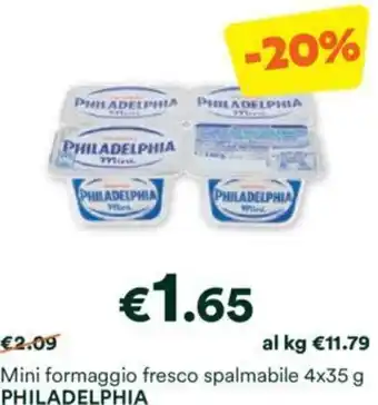 Unes Mini formaggio fresco spalmabile 4x35 g PHILADELPHIA offerta