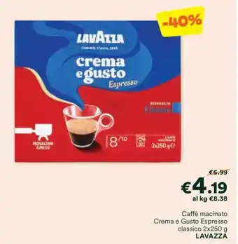 Unes Caffè macinato Crema e Gusto Espresso classico 2x250 g LAVAZZA offerta