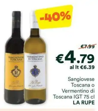 Unes Sangiovese Toscana o Vermentino di Toscana IGT 75 cl LA RUPE offerta