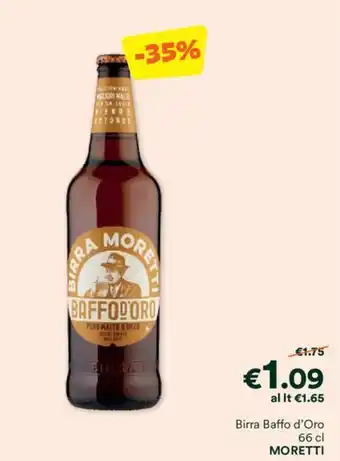 Unes Birra Baffo d'Oro 66 cl MORETTI offerta