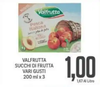 Supermercati Piccolo VALFRUTTA SUCCHI DI FRUTTA VARI GUSTI 200 ml x 3 offerta